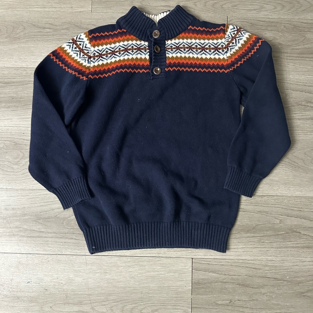 Gymboree Navy Sweater with Colorful Yoke size 10-12